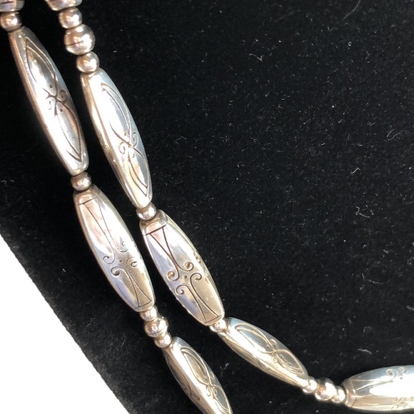 Brighton etched elongated beads long necklace - Picture 2 of 8